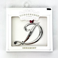 Letter D Silver Ornament Monogram Initial Metal Wondershop Xmas Holiday