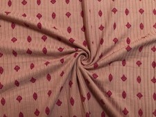 Rib Knit Fabric Mauve Pink Red Geo Dot 4 Way Stretch 60"W By Yard-RBPR091