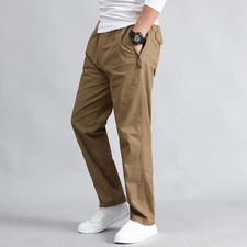 Cotton Cargo Pants Men Casual Straight Stretch Trousers Autumn Spring Summer Pan