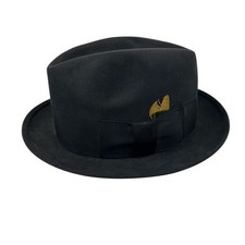 Stetson Black Men  s Fedora Hat 40s 50s Royal Stetson 7 1/8 Feather Bow Vintage