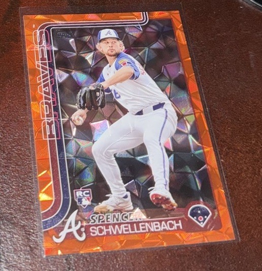 2025 Topps Series 1 Spencer Schwellenbach Orange Diamante Foil #103 Rookie 16/25