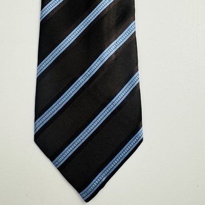 Paolo Albizzati handmade in Italy tie 100% Seta silk necktie black blue stripes
