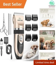 Gentle Cordless Pet Shaver - Low Noise Grooming Clipper Kit for Cats and Dogs