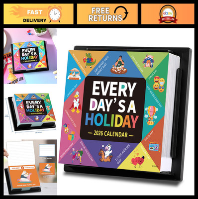 2026 Desk Calendar - Every Day's A Holiday, 12-Month Tear-Off, Small Size, Premi