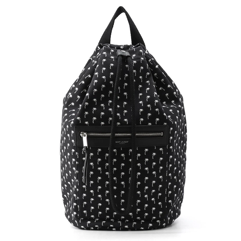 Saint Laurent — SAINT LAURENT PARIS Printed Bucket Bag One Shoulder Bag Canvas/Leather Black...