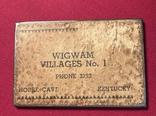 c1925 HORSE CAVE KY WIGWAM VILLAGES NO. 1 2X3" ADVERTISING MIRROR