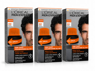 (391,91 /L) L'Oréal Men Expert One-Twist Haartönung,Nr. 2 Naturbraun 3er Packung