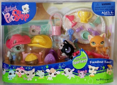 LITTLEST PET SHOP Raceabout Ranch 2007 Pony #523 Horse #524 Cat