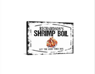 Personalized Shrimp Boil Sign or Canvas, Seafood Party Decor, Coastal Kitchen