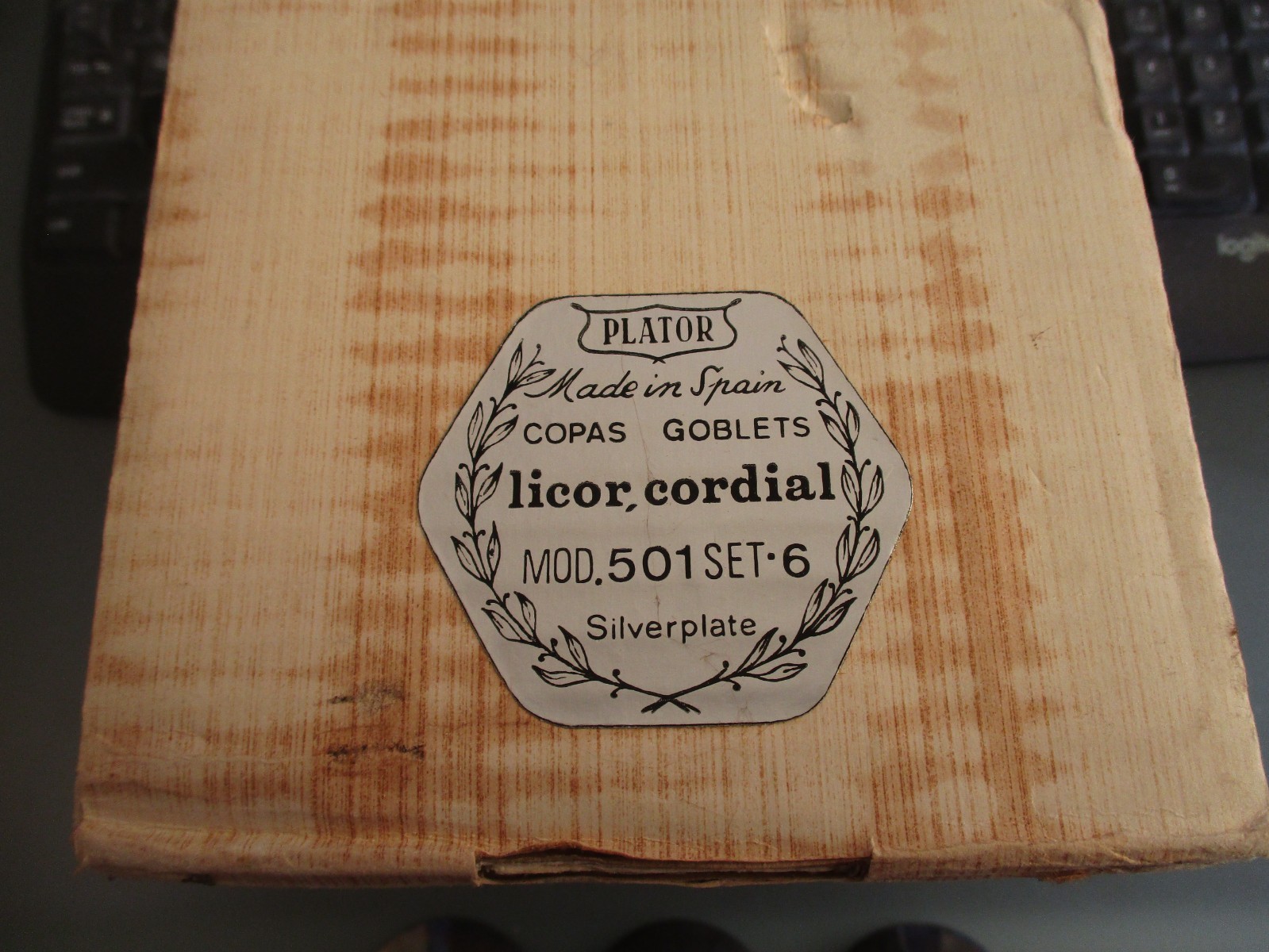 Vintage Set of 6 PLATOR Silverplate licor Goblets. Made in Spain