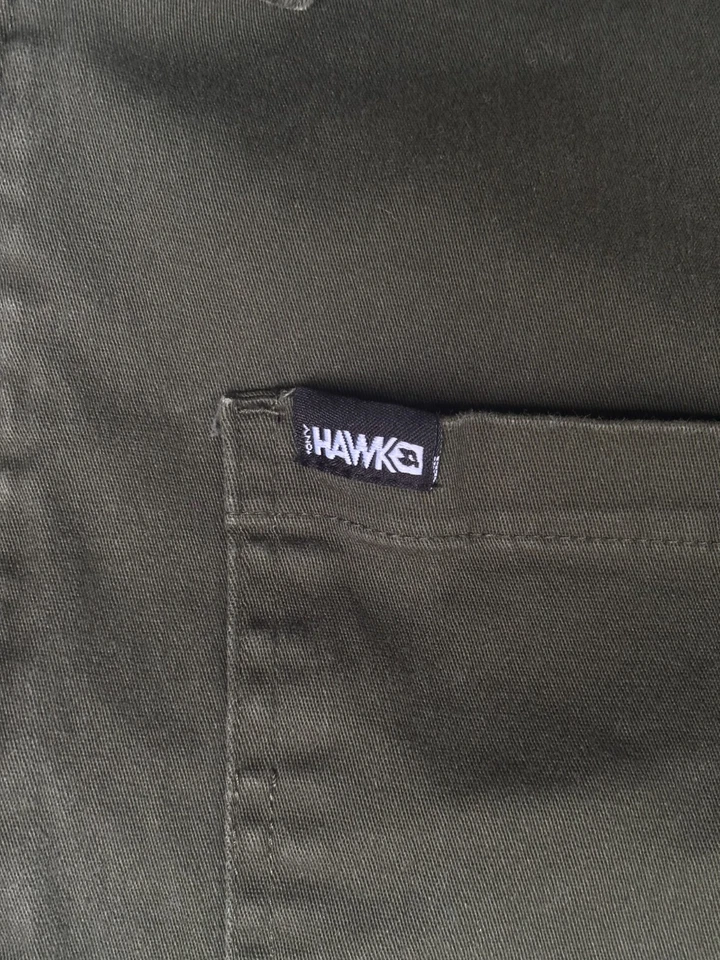 Tony Hawk Shirt Men XL Olive Green Collared Full Zip Cotton Stretch Long Sleeve - Image 3 of 4