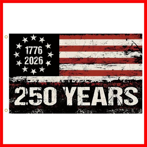 250 Amerika Flagge, 3 x 5 Fuß, USA 250. Jahrestag patriotisches Design, 1776-2026 - Bild 1 von 10