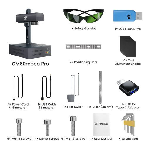 Monport 60W Pro MOPA Fiber Laser Engraver AutoFocus Colorful 3D Marking Machine