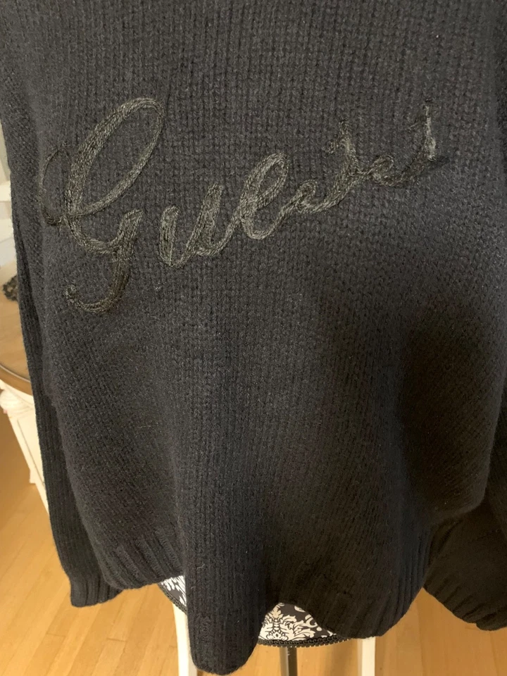 Women's Guess Originals Embroidered Logo Sweater 100 % Wool Size M New Foto 4 de 4