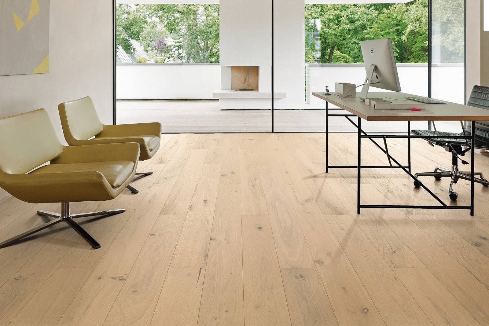 Parquet contrecollé flottant chêne clair Chalet Sable Blanc lame large 194