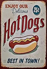 Tin Metal Signs Home D cor Hot Dogs Best In Town Food Dog Decorations Hotdog