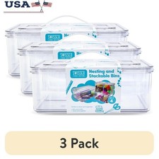 Stackable Nesting Plastic Storage Bins Arts Crafts Jewelry Office Organizing New