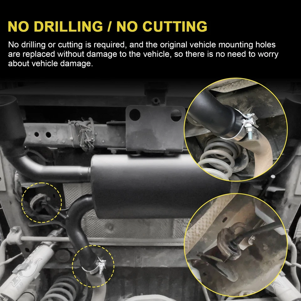 Dual CatBack Exhaust Muffler System Fits 07-17 Jeep Wrangler JK 2/4DR Flat Black - Image 4 of 4