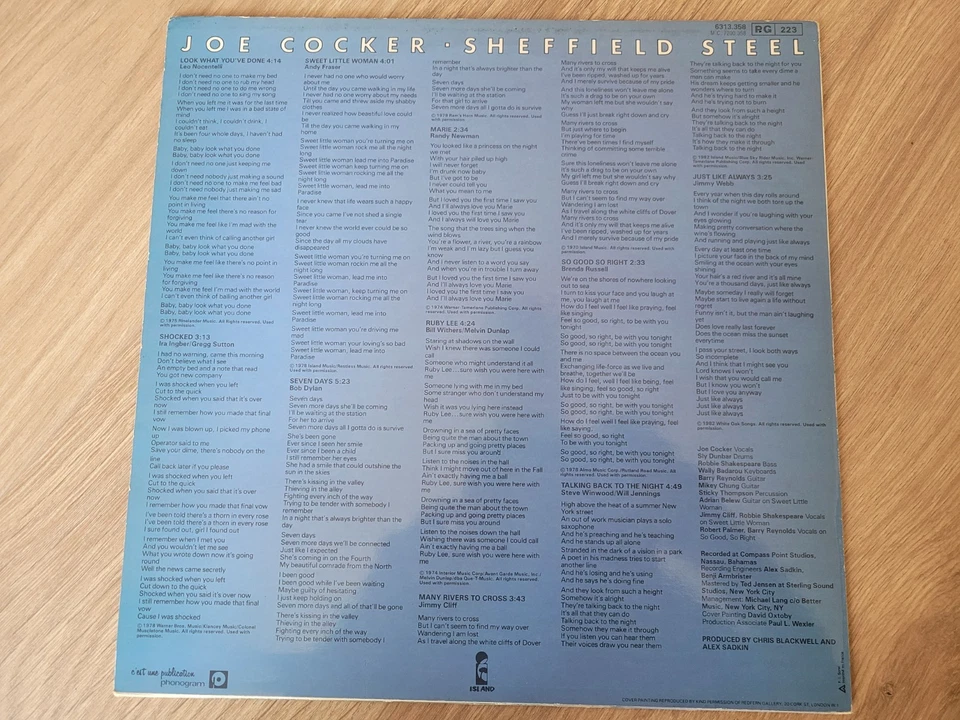 LP ALBUM 33T 12" Joe Cocker – Sheffield Steel NM /NM Proche du neuf 1982 - Photo 2/2