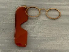 Antique Lorgnette Compact Opera Glasses Vintage Orange Sparkle (no lenses)