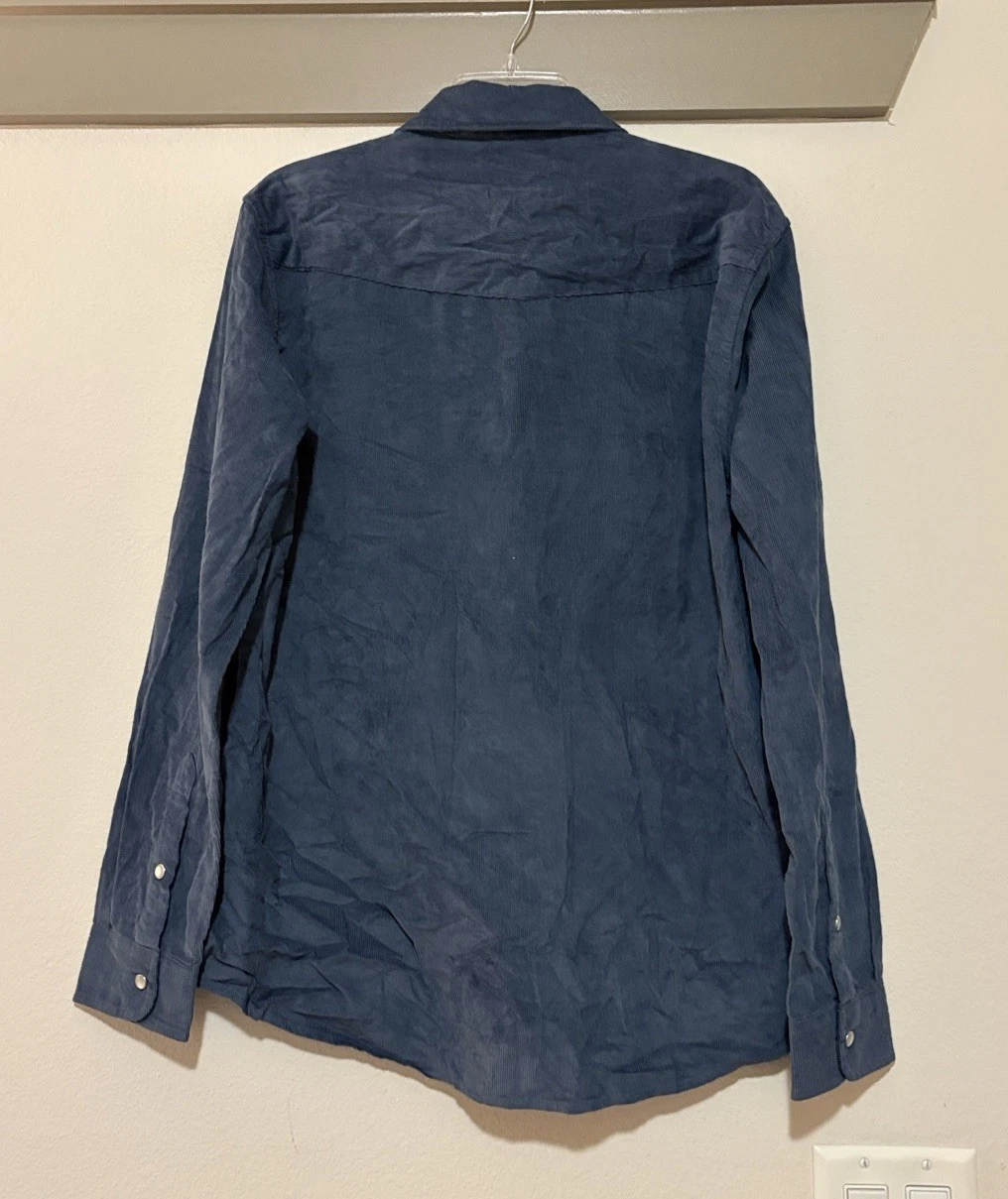 Criquet Men’s Corduroy Long Sleeve Pearl Snap Shirt In Blue SZ M NWOT - product detail image 2