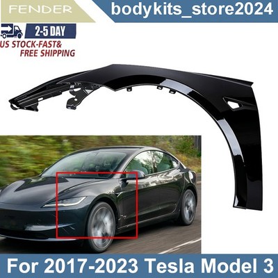 Black Front Left Driver Side Fender For 2017-2023 Tesla Model 3 Replacement