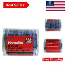 Pre-Wound Dual .065” Replacement Line Spool Pack for Electric Trimmers - 3 Count