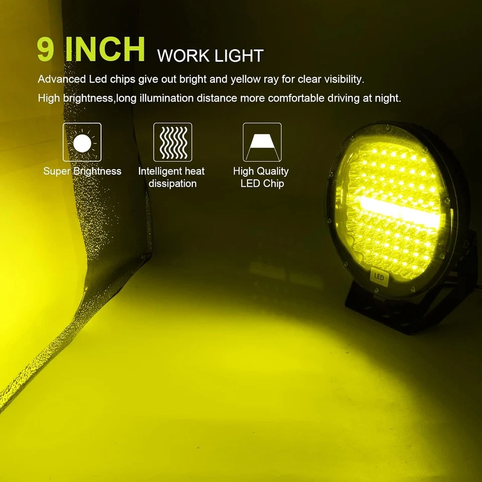 Barra de luz LED redonda Safego de 9 pulgadas - 2 piezas 408 W ámbar haz puntual todoterreno AB408W  Foto 4 de 4