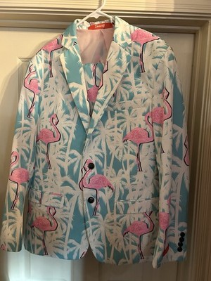 Shinesty Men's El Flamenco Suit Set Tropical Flamingo Print Size 42  And Pants