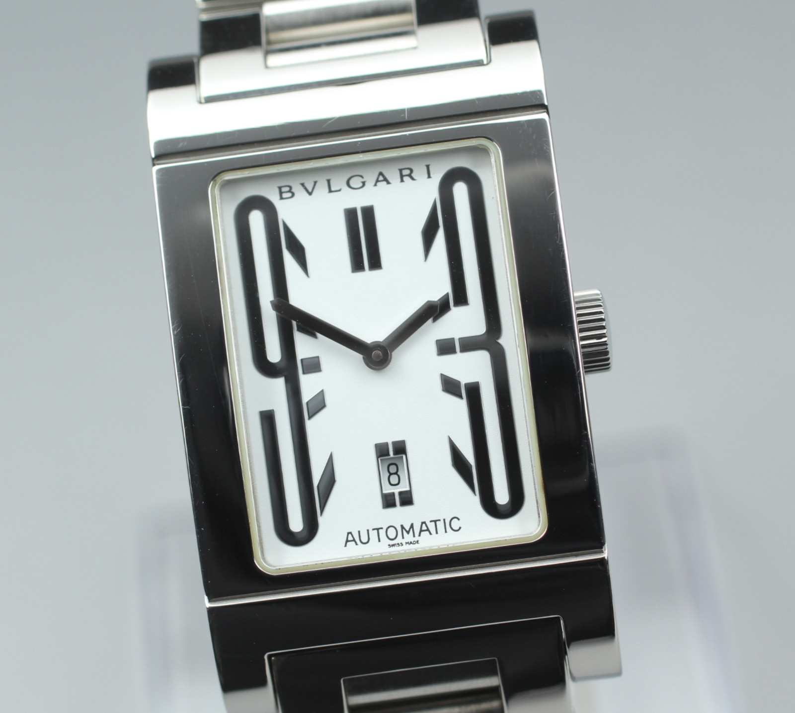 [Exc+5 Box] BVLGARI Rettangolo RT45S Automatic Date White Dial 26mm Watch JAPAN
