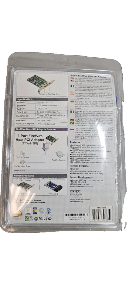 Lot 3 Pcs Brand New TrendNET TFW-H3PI 3-Port FireWire Host PCI Adapter - Image 3 of 3