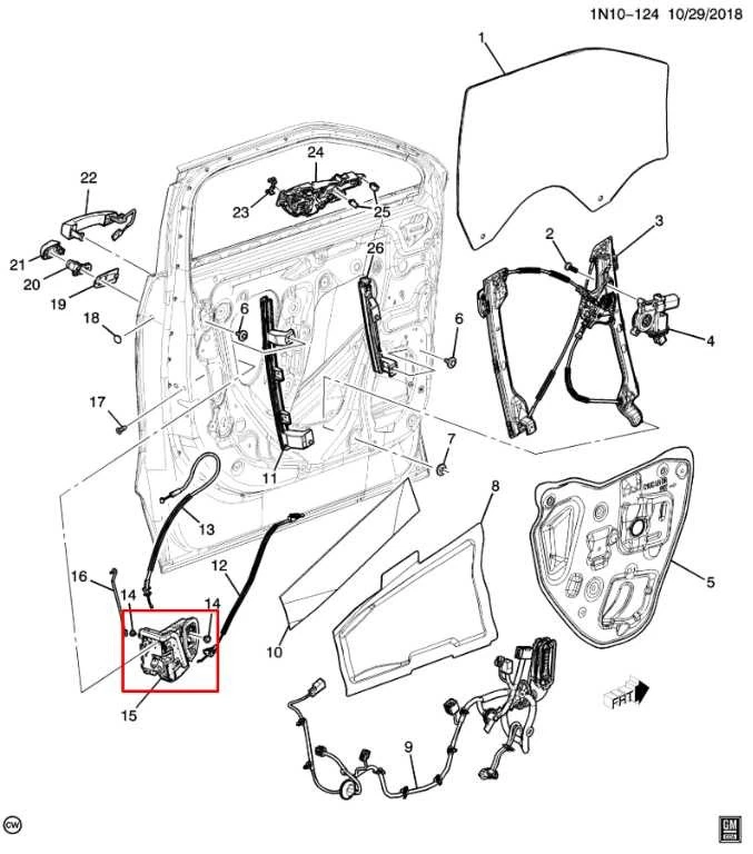 Chevrolet Blazer 2LT 2019-24 actuador de cierre de puerta delantera derecha 13533690 Foto 2 de 4