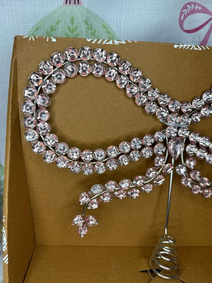 Pink Bow Rhinestone Jeweled Tree Topper - Image 2 of 4