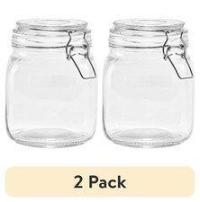 2 pack 38 oz Glass Food Storage Jar Canister with Locking Airtight Lid,