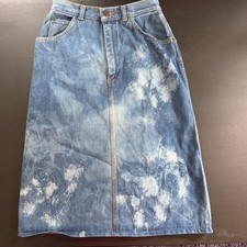 Gitano Vintage Acid Wash Denim Midi Skirt Blue 100 Cotton Made in Brazil 10/11