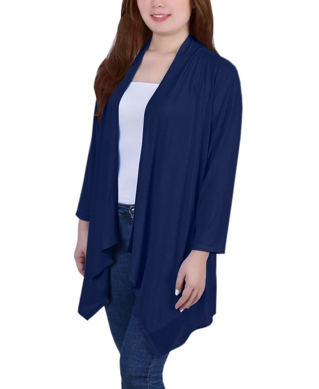 Кардиган женский NY Collection Petite Sharkbite с подолом (темно-синий блейзер, маленький большой) - Изображение 3 из 4