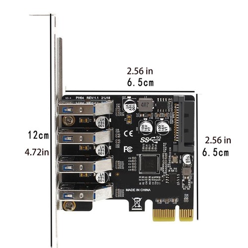 PCIE USB 3.0 Card 4 Ports for to USB Expansion Card for Windows 10/8/7/X - Afbeelding 8 van 17