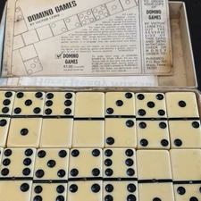 Vtg Super Thick Jumbo Giant Face Marblelike Dominoes Puremco #.1632 Instructions