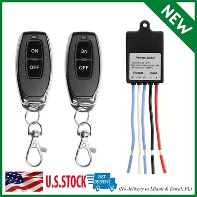 1 Receiver + 2 Transmitter Control Switch DC 12V 24V 1 Channel RF Relay Latched