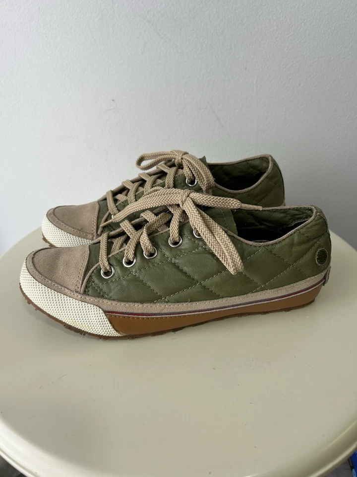 Tenis informales Naughty Monkey Metro para mujer talla 8 de cuero acolchado verde Foto 3 de 4