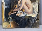 Modern CLASSICAL BOUDOIR Oil LADY by FIREPLACE Old PORTRAIT on Canvas PAINTING — photo 3