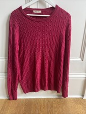 WoolOvers Pink 90% Merino 10% Cashmere Cable Knit super soft Lightweight Jumper
