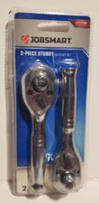 Jobsmart 2297256 2 Piece Stubby Dual Head Ratchet Set - 3/8x1/2 + 3/8x1/4