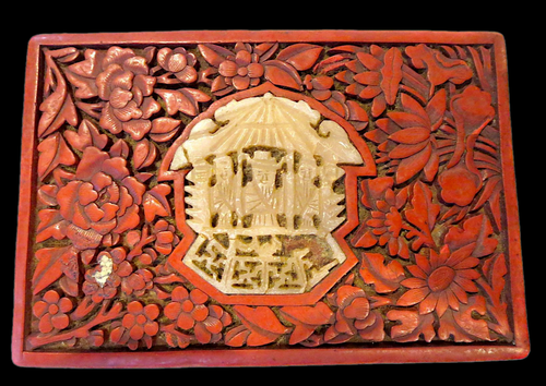 CAJA ANTIGUA CINABRIO Y LACA JADE china - Imagen 2 de 9