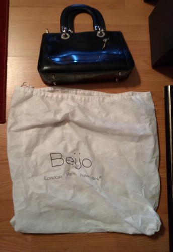 Beijo Purse Black W/ Black Handles Handbag W/ Dust Bag - Picture 7 of 8