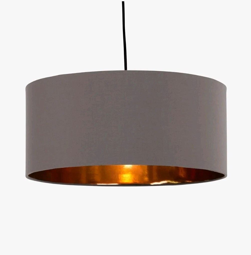 Made Oro Pendant Drum Lamp Shade Grey Copper 45 x 45 x 20 cm Ceiling Lamp