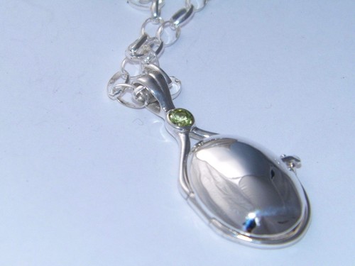 NEW 925Sterling Silver4mm NaturalGreen Peridot Locket H2O Just Add Water - Picture 8 of 12