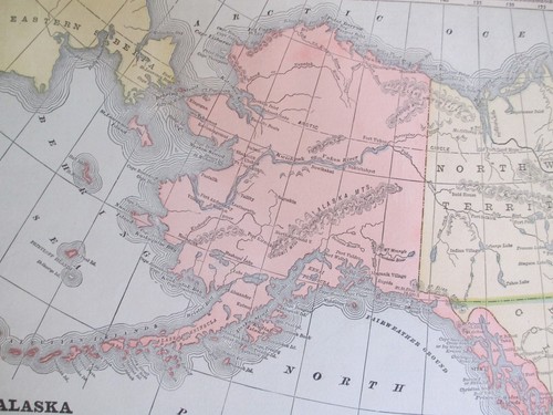 Antique 1860s Hand Colored Geo F Cram Map ALASKA 12.5 x 10 - Picture 6 of 8