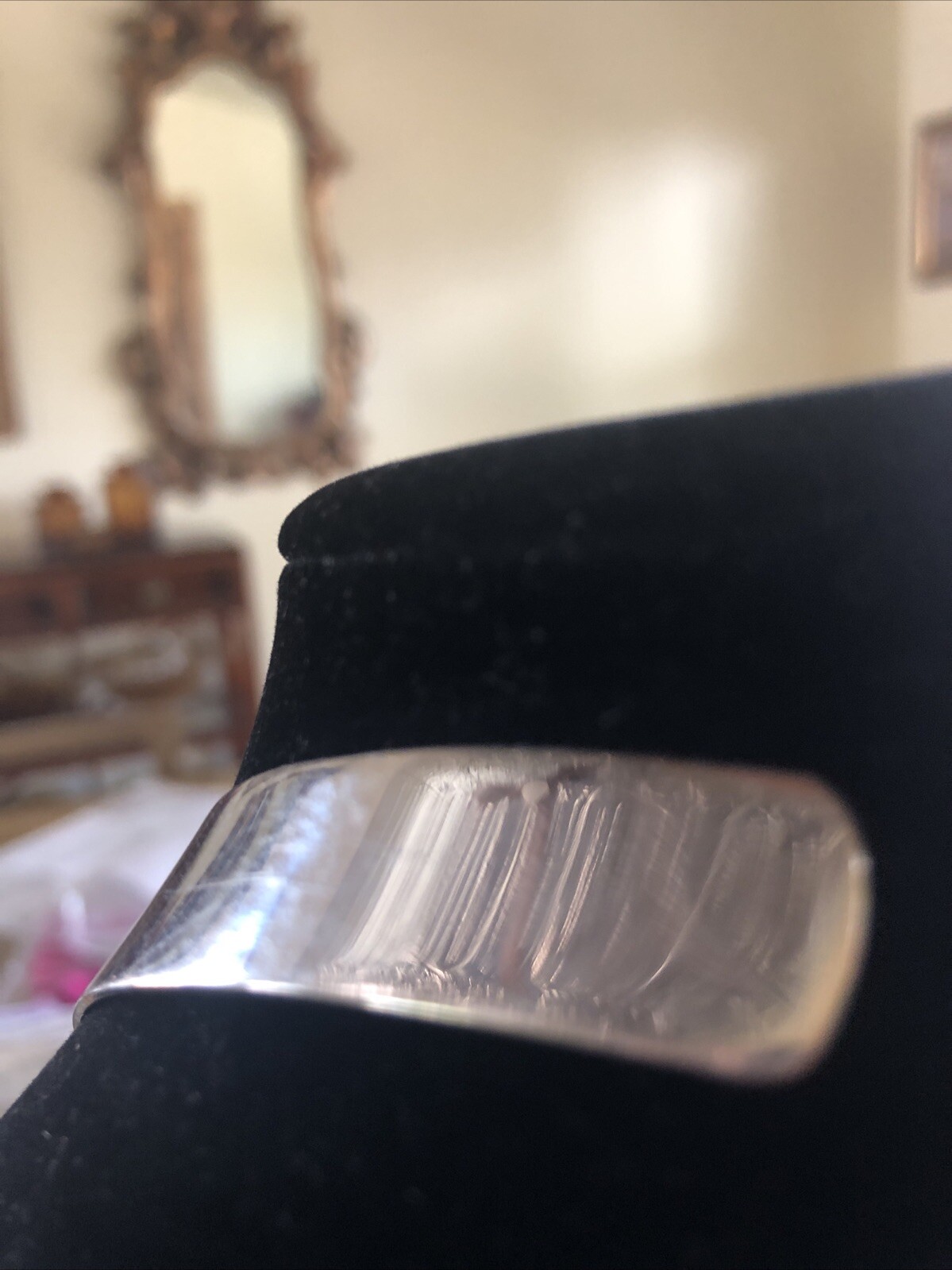 Wide Tapered Silvertone Collar Necklace 