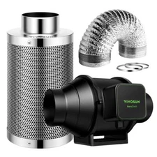 AeroZesh 4 in. 208 CFM Smart Inline Duct Fan Kit with Carbon Filter and Ducting
